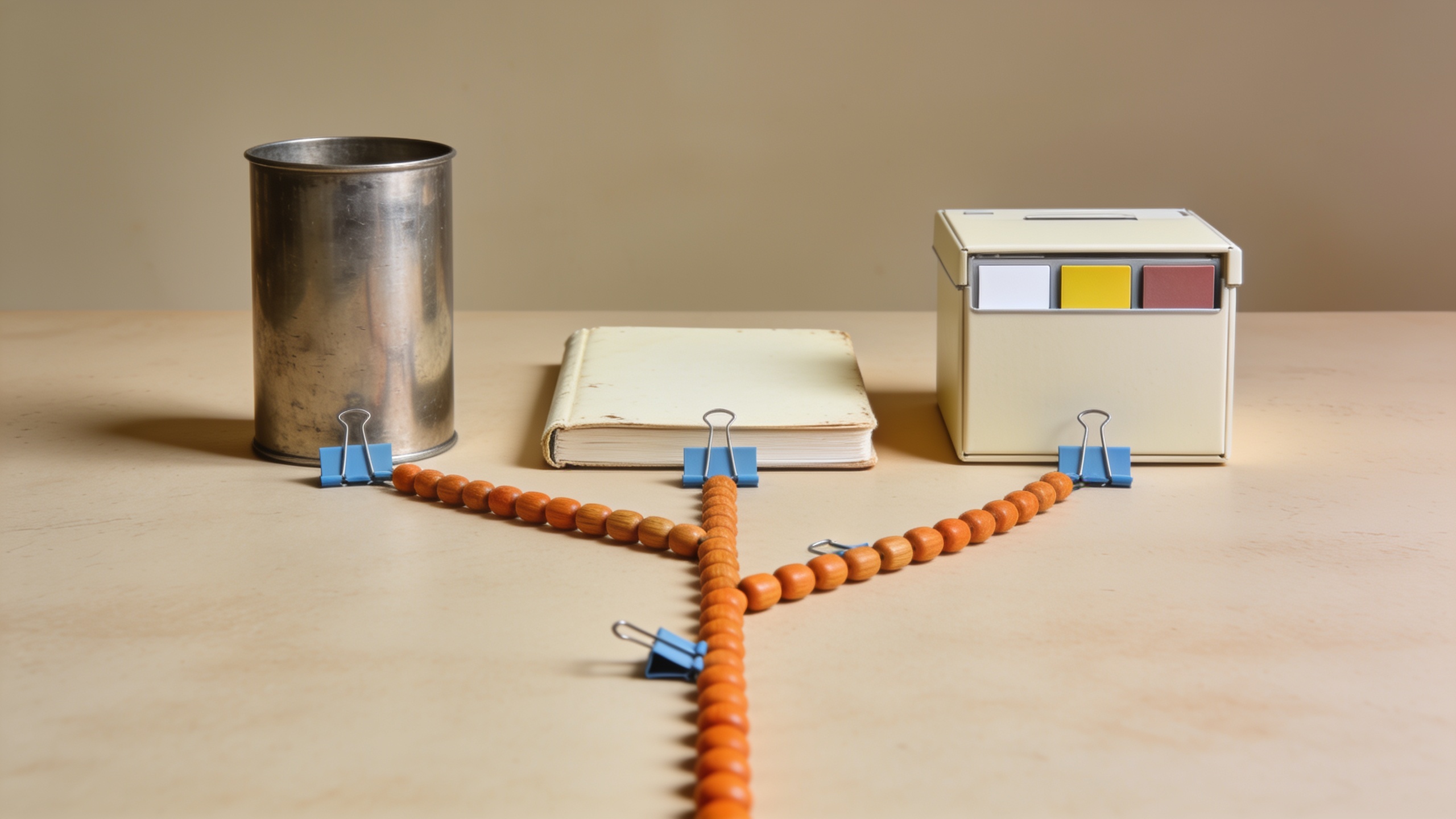 Three tactile destinations for meeting data: a database, notebook, and knowledge box
