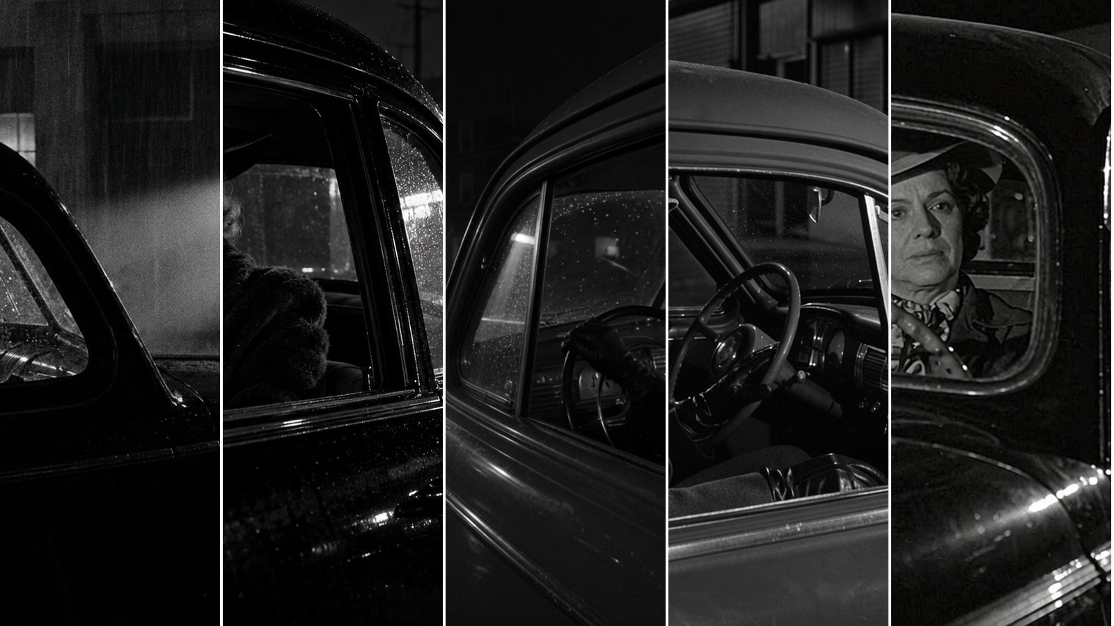 Five film stills of the same scene, each made by a different image model.